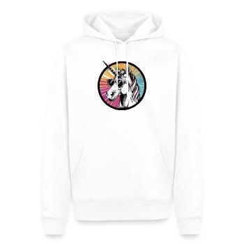 Licorne avec des lunettes de soleil - Sweat à capuche Premium bio Homme - blanc - Devant - Nico (187cm)