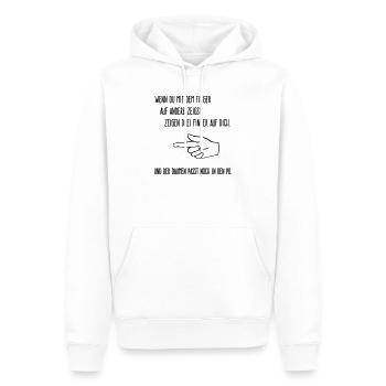 Le doigt sur les autres - Sweat à capuche Premium bio Homme - blanc - Devant - Nico (187cm)