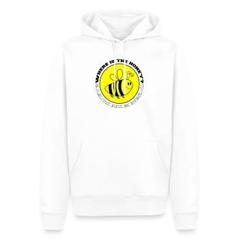 Abeille Où est le miel ? - Sweat à capuche Premium bio Homme - blanc - Devant - Nico (187cm)