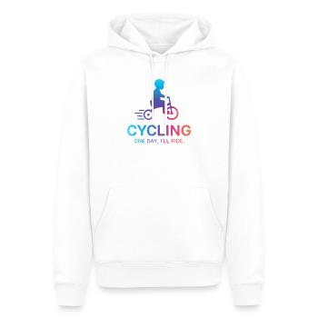 Un jour, je ferai du vélo - Sweat à capuche Premium bio Homme - blanc - Devant - Nico (187cm)