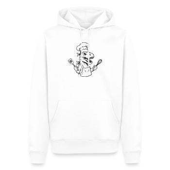 T-rex cuisinier  - Sweat à capuche Premium bio Homme - blanc - Devant - Nico (187cm)