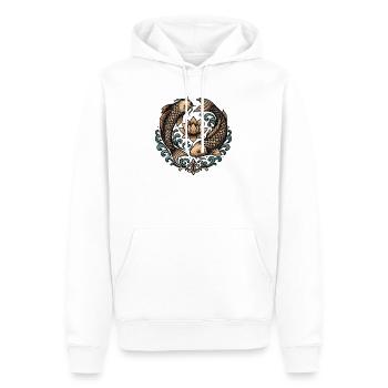 Tatouage d’harmonie du cercle de koi et lotus - Sweat à capuche Premium bio Homme - blanc - Devant - Nico (187cm)