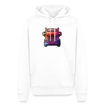 Super camion - Sweat à capuche Premium bio Homme - blanc - Devant - Nico (187cm)