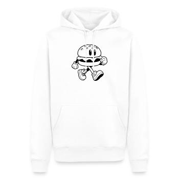 Lustiger Burger läuft Cartoon Fast Food - Männer Premium Bio Hoodie - Weiß - Vorne - Nico (187cm)