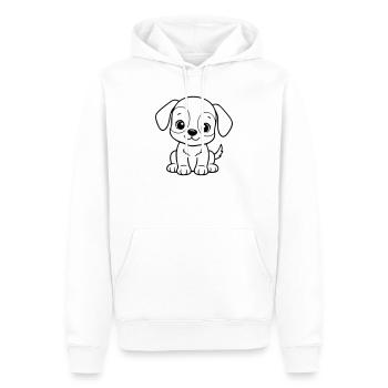 Petit chien mignon – Chiot noir et blanc - Sweat à capuche Premium bio Homme - blanc - Devant - Nico (187cm)