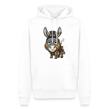 Âne Cyborg Steampunk Haut-de-forme Vapeur - Sweat à capuche Premium bio Homme - blanc - Devant - Nico (187cm)