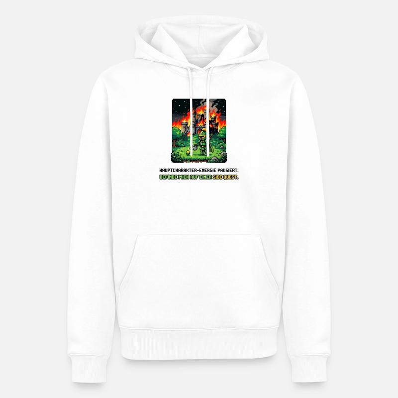 Side Quest Pause Gaming Spruch - Männer Premium Bio Hoodie - Weiß