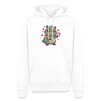 Brightly painted rodent with heart magic - Men’s Premium Organic Hoodie - white - Front - Nico (187cm)