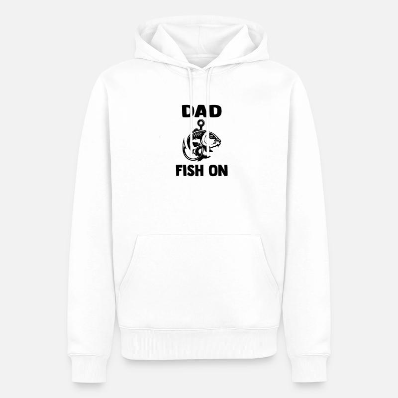 dad_fish_on - Sweat à capuche Premium bio Homme - blanc
