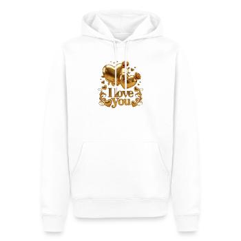 « Love » Golden Heart - Design élégant - Sweat à capuche Premium bio Homme - blanc - Devant - Nico (187cm)
