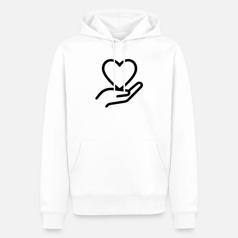 Main coeur - Sweat à capuche Premium bio Homme - blanc