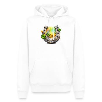 Lucky Horseshoe with Clover and Coins - Men’s Premium Organic Hoodie - white - Front - Nico (187cm)