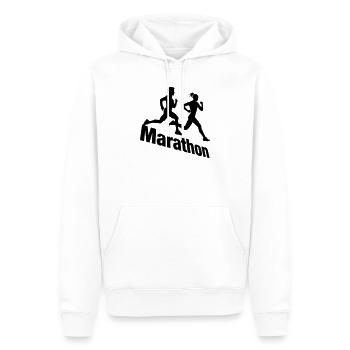 Duo de course – Marathon par équipes - Sweat à capuche Premium bio Homme - blanc - Devant - Nico (187cm)