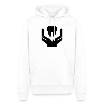Dentiste, hygiène dentaire, cabinet dentaire - Sweat à capuche Premium bio Homme - blanc - Devant - Nico (187cm)