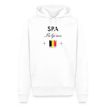 Spa Belgien Koordinaten Reise Souvenir - Männer Premium Bio Hoodie - Weiß - Vorne - Nico (187cm)