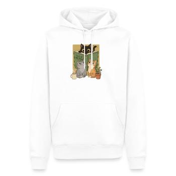 Retro Neugierige Lesekatze Graphic Book Lover Cat - Männer Premium Bio Hoodie - Weiß - Vorne - Nico (187cm)