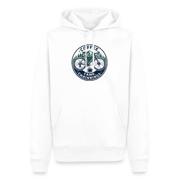 Coffee Camp Chainrings Vintage Bike Emblem - Men’s Premium Organic Hoodie - white - Front - Nico (187cm)