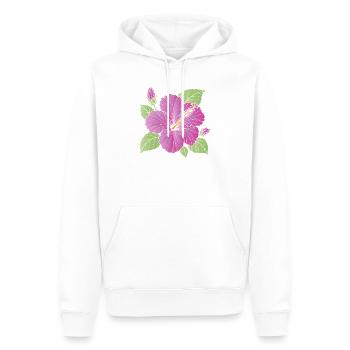 Purple Hibiscus Flower with Buds Illustration - Men’s Premium Organic Hoodie - white - Front - Nico (187cm)
