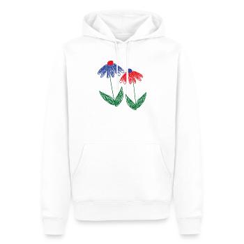 Fleurs Bleu Rouge - Sweat à capuche Premium bio Homme - blanc - Devant - Nico (187cm)
