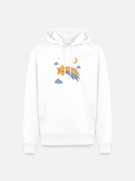 Süße Sternschnuppe mit Regenbogen - Männer Premium Bio Hoodie - Weiß
