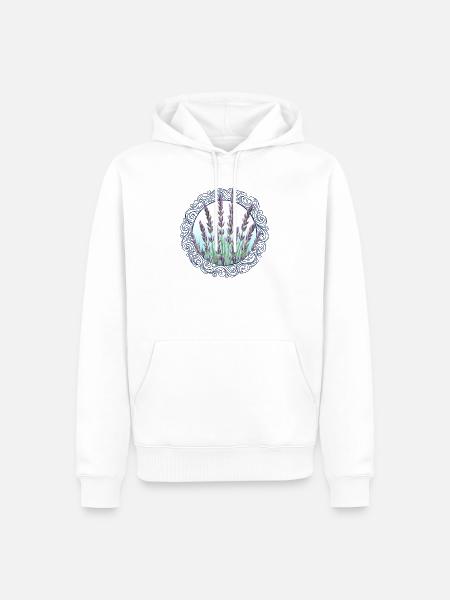 Lavendel in verzierten Rahmen Lavendelblüten - Männer Premium Bio Hoodie - Weiß