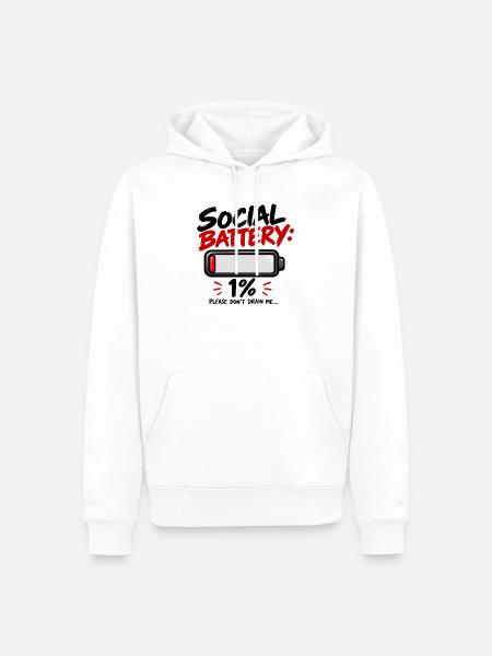 Soziale Batterie - Männer Premium Bio Hoodie - Weiß