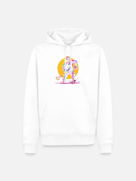 Lacrosse Spieler Synthwave - Männer Premium Bio Hoodie - Weiß
