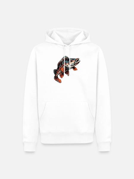 Fisch Barsch Bunt Illustration - Männer Premium Bio Hoodie - Weiß