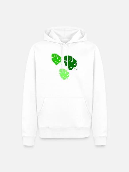 Monstera Blätter Trio Design - Männer Premium Bio Hoodie - Weiß