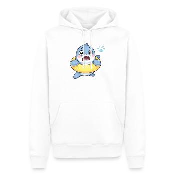 Schüchterner Hai im Schwimmring - Männer Premium Bio Hoodie - Weiß - Vorne - Nico (187cm)