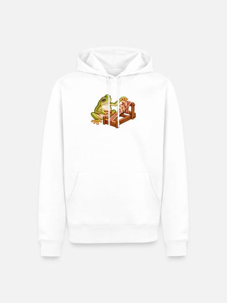 Frosch webt mit Brettchen - Männer Premium Bio Hoodie - Weiß
