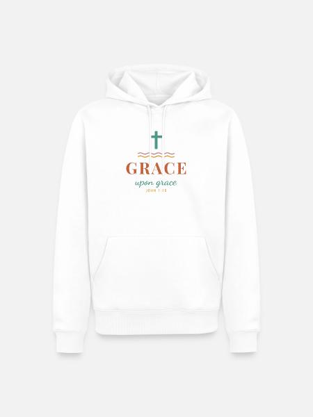 Grace Upon Grace – John 1:16 Christian - Männer Premium Bio Hoodie - Weiß