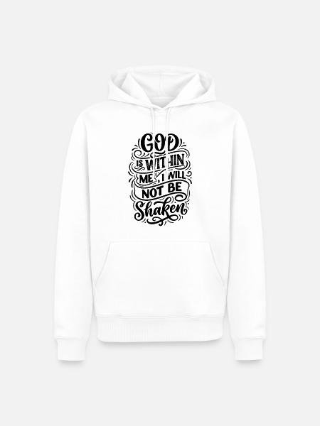 I_will_not_be_shaken - Männer Premium Bio Hoodie - Weiß
