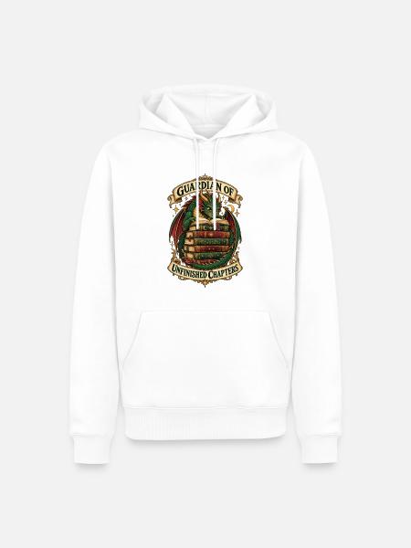 RobVibe Bücherdrache der unvollendeten Kapitel - Männer Premium Bio Hoodie - Weiß