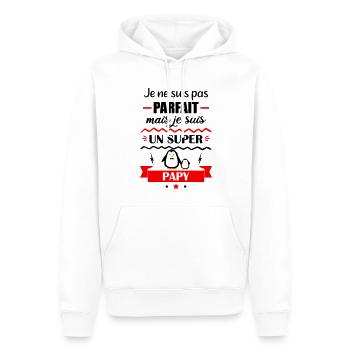 Pas parfait mais super papy, cadeau grand-père - Sweat à capuche Premium bio Homme - blanc - Devant - Nico (187cm)