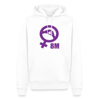 Féministe 8M - Sweat à capuche Premium bio Homme - blanc - Devant - Nico (187cm)