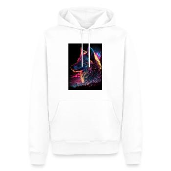 Aurora Borealis Synthwave Wolf - Männer Premium Bio Hoodie - Weiß - Vorne - Nico (187cm)