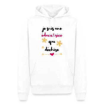Je suis une éducatrice qui déchire retraite cadeau - Sweat à capuche Premium bio Homme - blanc - Devant - Nico (187cm)