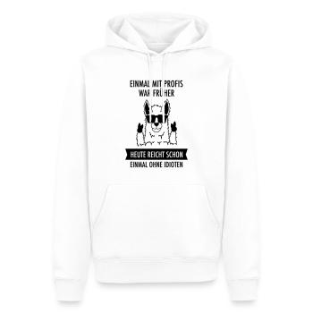 Einmal Mit Profis War Früher - Lama Alpaka - Männer Premium Bio Hoodie - Weiß - Vorne - Nico (187cm)