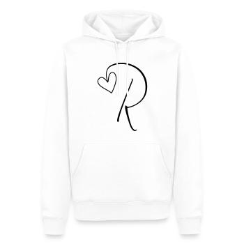 Lettre R Lettre R Calligraphie - Sweat à capuche Premium bio Homme - blanc - Devant - Nico (187cm)