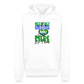J'aime ma Planète 04 - Sweat à capuche Premium bio Homme - blanc - Devant - Nico (187cm)