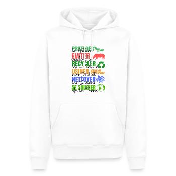 J'aime ma Planète 05 - Sweat à capuche Premium bio Homme - blanc - Devant - Nico (187cm)