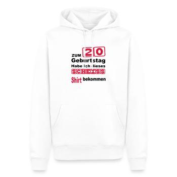 anniversaire 20 - Sweat à capuche Premium bio Homme - blanc - Devant - Nico (187cm)