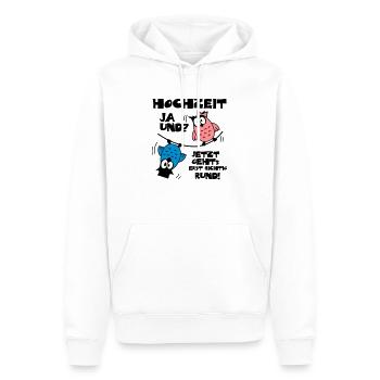 Eulen Hochzeit - ja und? - Männer Premium Bio Hoodie - Weiß - Vorne - Nico (187cm)