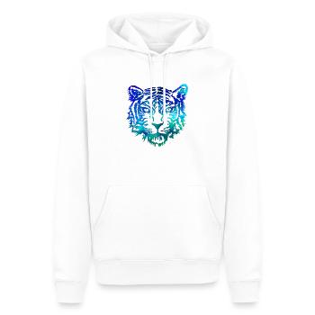 Tiger (Blau) - Männer Premium Bio Hoodie - Weiß - Vorne - Nico (187cm)