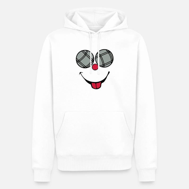petanque boule smiley sourire langue2 - Sweat à capuche Premium bio Homme - blanc