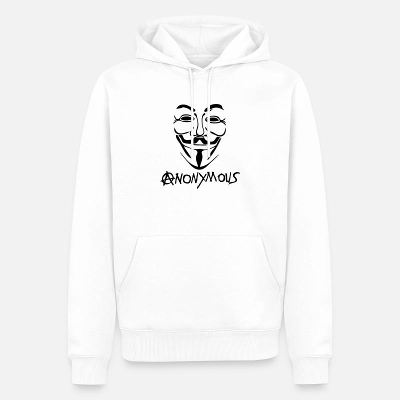 logo anarchy anonymous masque mask - Sweat à capuche Premium bio Homme - blanc