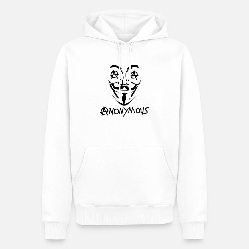 logo anarchy anonymous2 masque mask - Sweat à capuche Premium bio Homme - blanc