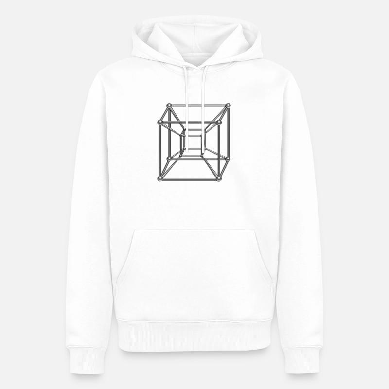 TESSERACT, Hypercube 4D, digital, Symbol - - Sweat à capuche Premium bio Homme - blanc