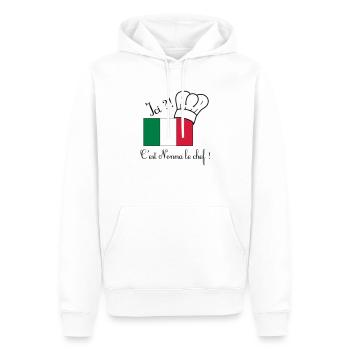 Ici ?! C'est Nonna le chef ! - Sweat à capuche Premium bio Homme - blanc - Devant - Nico (187cm)